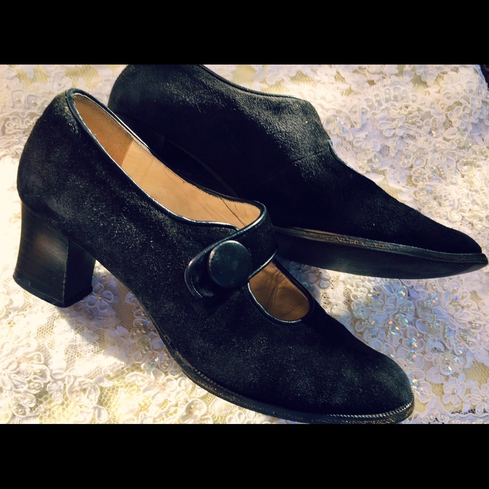 Black Italian Suede Heels